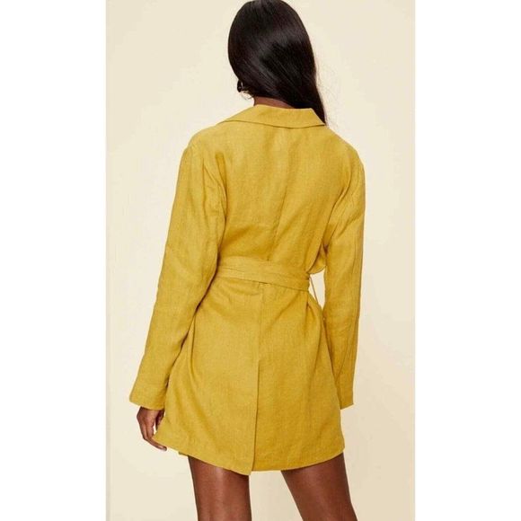 𝅺NEW LPA Mustard 100% Linen Blazer Jacket - Picture 4 of 12